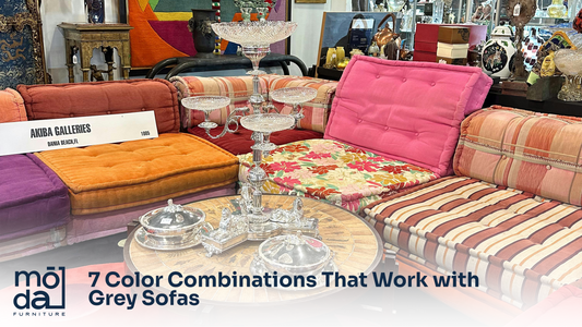 Grey sofa with perfect color combinations at Moda Home Furniture.