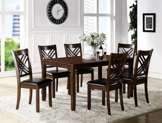 Upgrade your dining space with the Eloise 7-piece set. A perfect blend of traditional and modern wood design for timeless elegance and comfort!