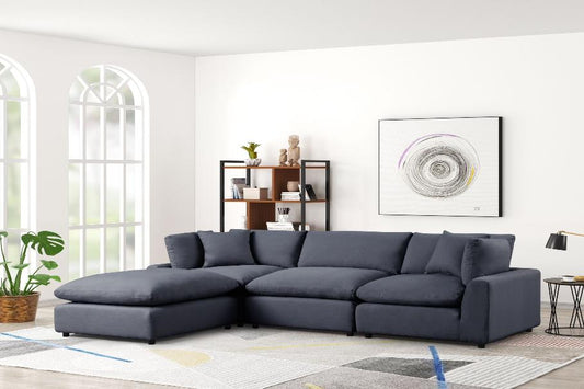 Shop Sky Black Linen Modular Sectional at Moda Home Furniture. Stylish, spacious & comfy with down cushions. Perfect for modern living rooms & big spaces.