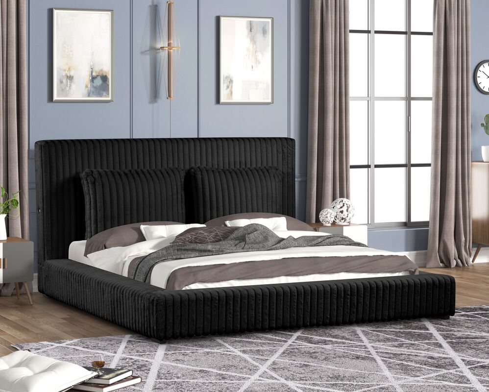 Lauren Black Platform Bed - Queen, King Moda Home Furniture Lauren Black Platform Bed - Queen, King Moda Home Furniture