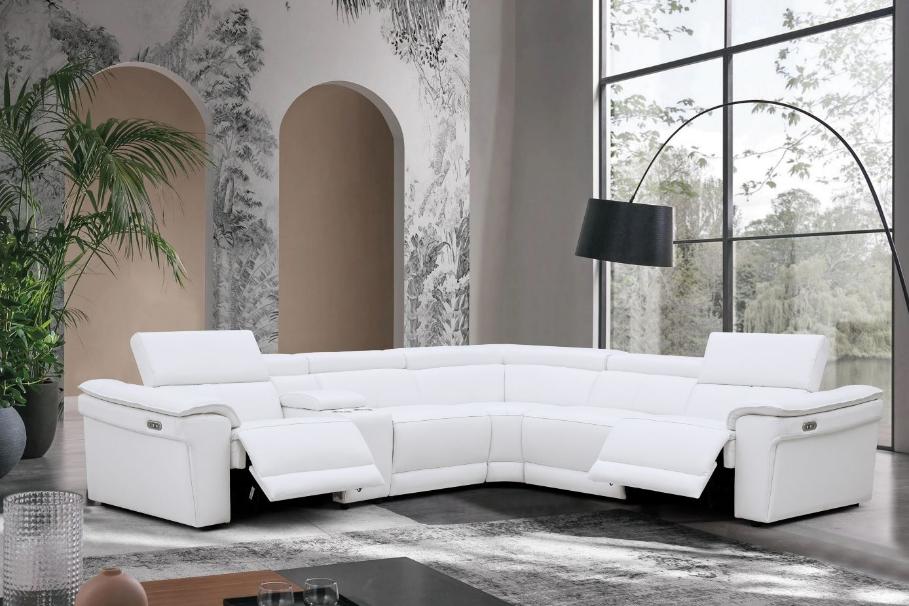 New York White Leather Power Reclining Sectional – Moda Home Furniture