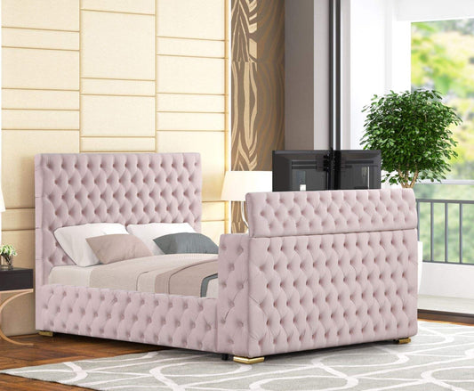 Add a touch of elegance with the Future Pink Platform Bed from Moda Home Furniture. Available in Queen & King sizes. Shop now for style & comfort!