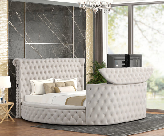 Add elegance to your bedroom with the Patron Beige Platform Bed from Moda Home Furniture. Available in Queen & King sizes for a stylish touch!