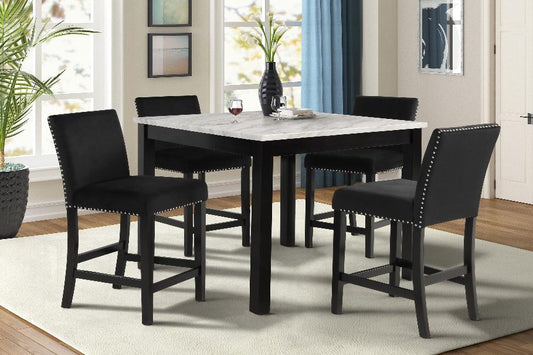 Discover the Lennon Black/White Velvet 5-Piece Counter Height Dining Set. Modern wood and veneers for a sleek, stylish look. Shop now for your dining space!