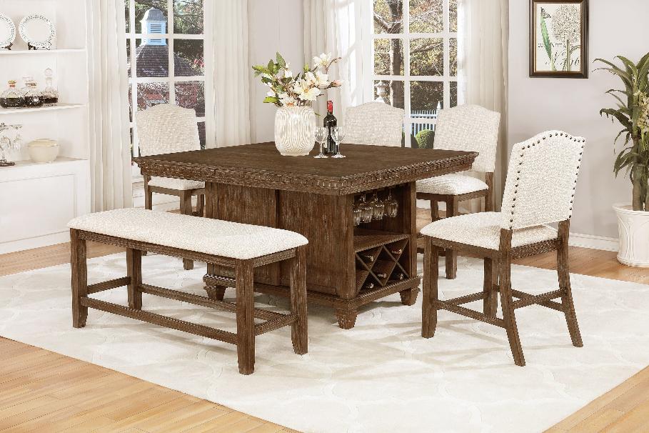 Regent Grayish Brown Casual Wood Counter Height Dining Room Set Moda