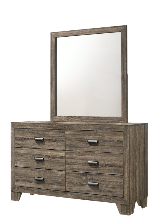 Millie Brown Finish Transitional Modern Wood Grain Panel Bedroom Set