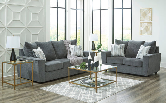 Ashley Gravel Modern Contemporary Solid Wood Fabric Upholstered Sofa & Loveseat
