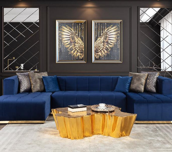 Elevate your living space with the Elisha Navy Velvet Double Chaise Sectional. Luxurious, stylish, and ultra-comfortable. Shop now for a timeless upgrade!