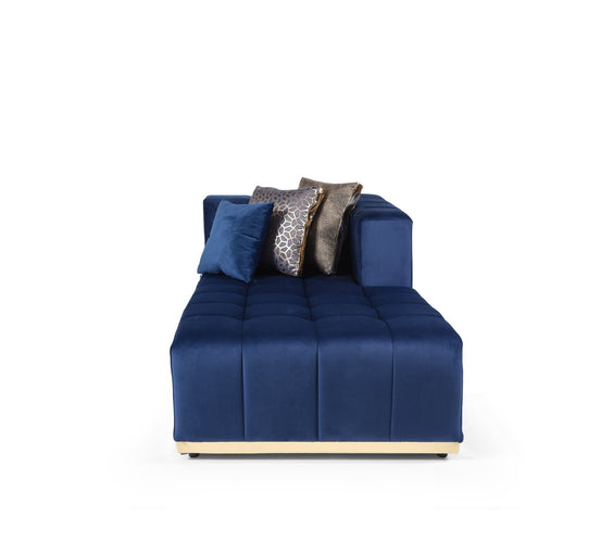 Elisha Navy Velvet Double Chaise 140
