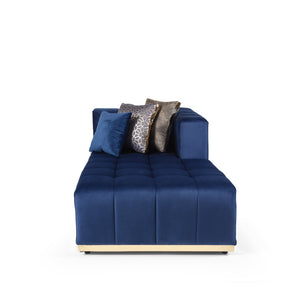 Elisha Navy Velvet Double Chaise 140