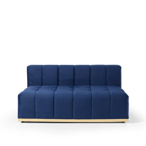 Elisha Navy Velvet Double Chaise 140