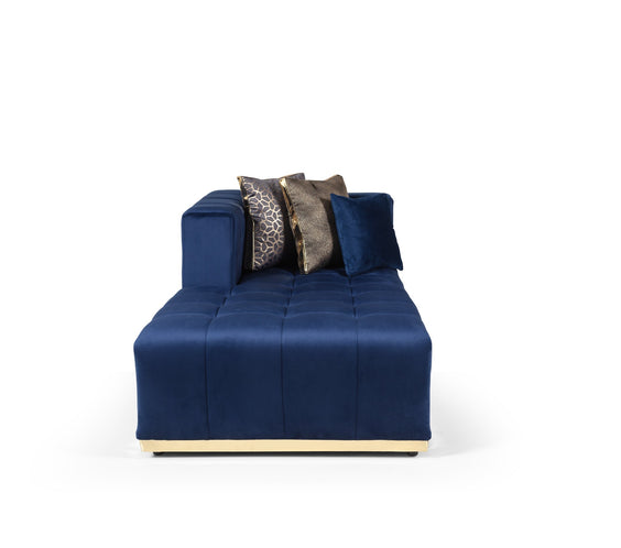 Elisha Navy Velvet Double Chaise 140