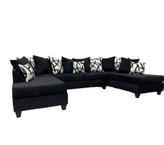 Merlin Black Double Chaise Sectional