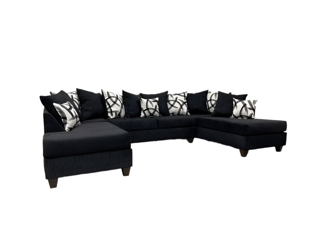 Merlin Black Double Chaise Sectional