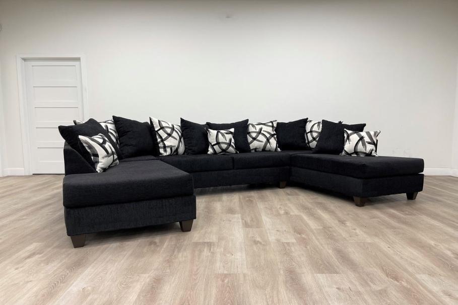 Merlin Black Double Chaise Sectional