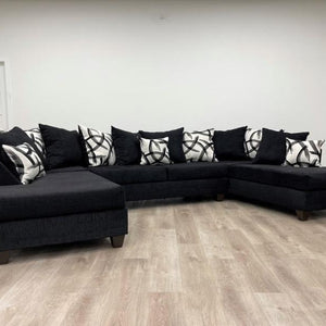 Merlin Black Double Chaise Sectional