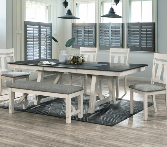 Maribelle Chalk/Gray Extendable Dining Set