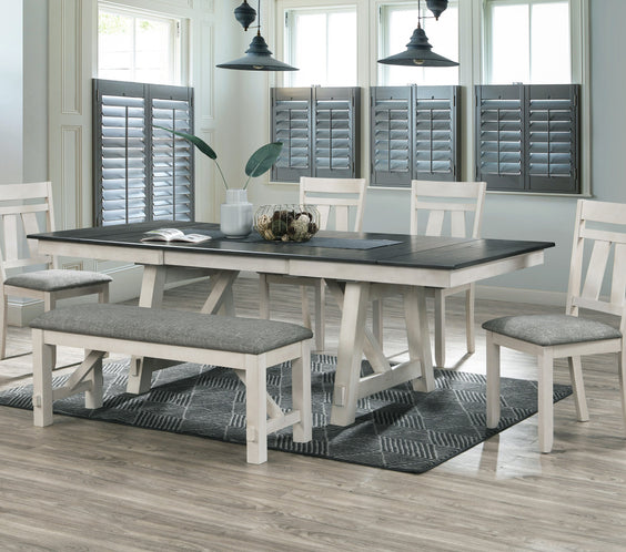 Maribelle Chalk/Gray Extendable Dining Set