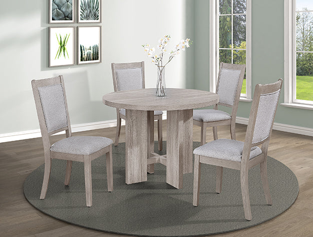 2215DW-SET AMARA 5-PK RD DINING SET DRIFT WOOD