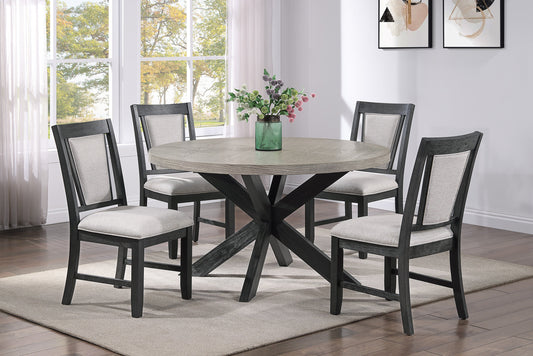 Stevens Charcoal Black/Light Gray Round Dining Set