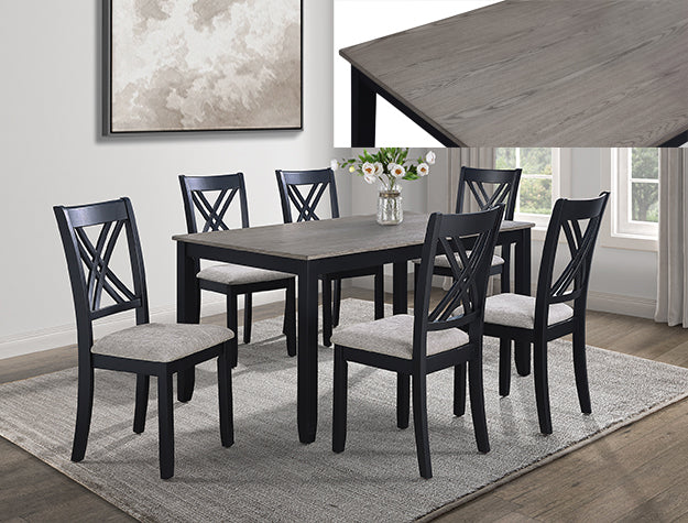 Eloise Grey Traditional Modern Wood 7-Piece Rectangular Dining Room Set