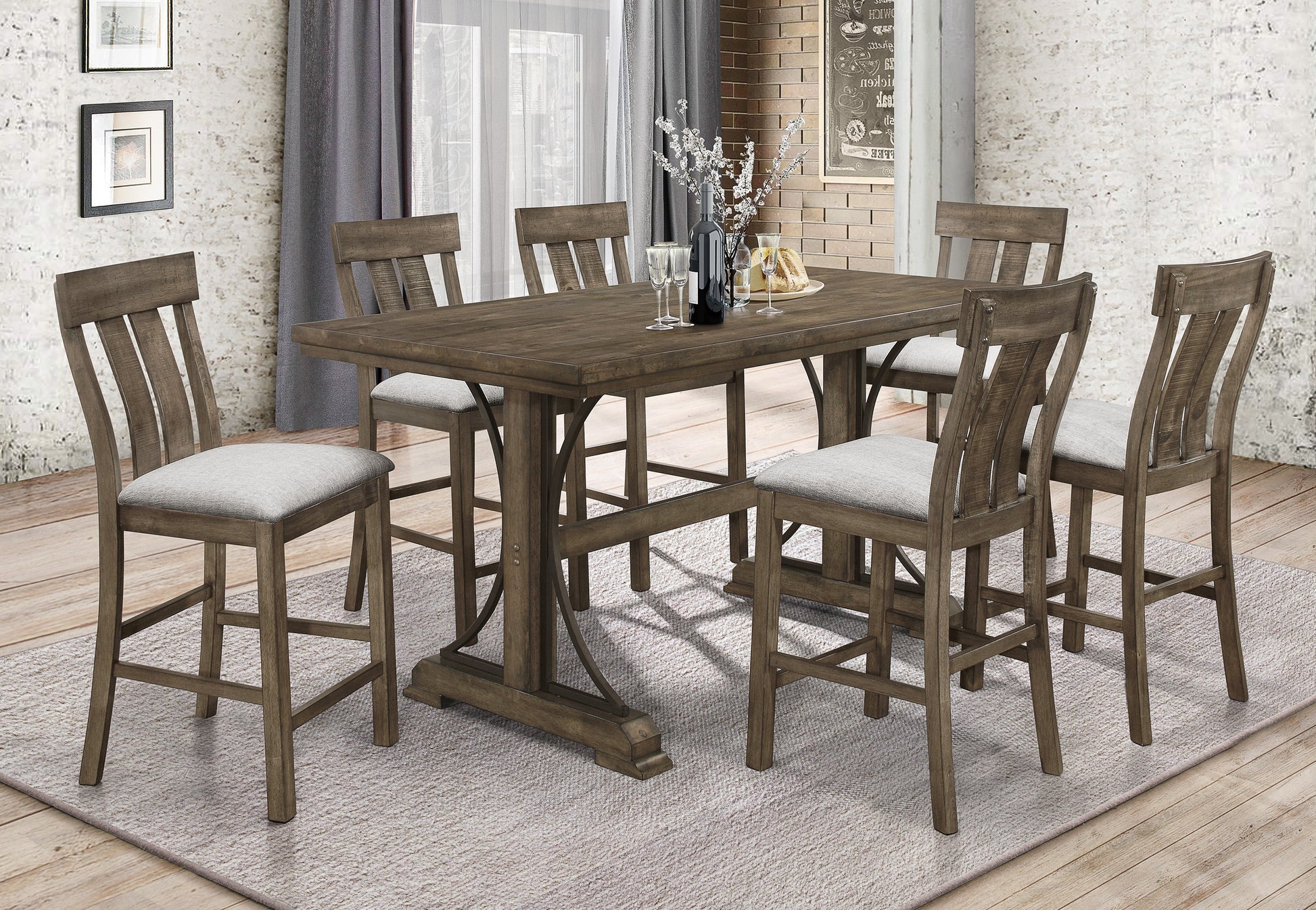 Quincy Grayish Brown Counter Height Dining Set