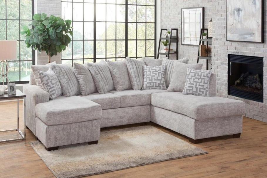 2875 Oyster Sectional in Galactic Oyster fabric with plush seating and a cozy chaise. Upgrade your space today! Shop now at Moda Home!