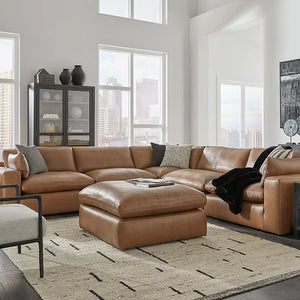 Ashley Emilia Caramel Leather 5-Piece Modular Sectional