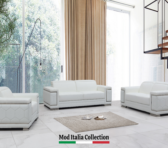 MI-2205 Adrian sofa & loveseat (White)