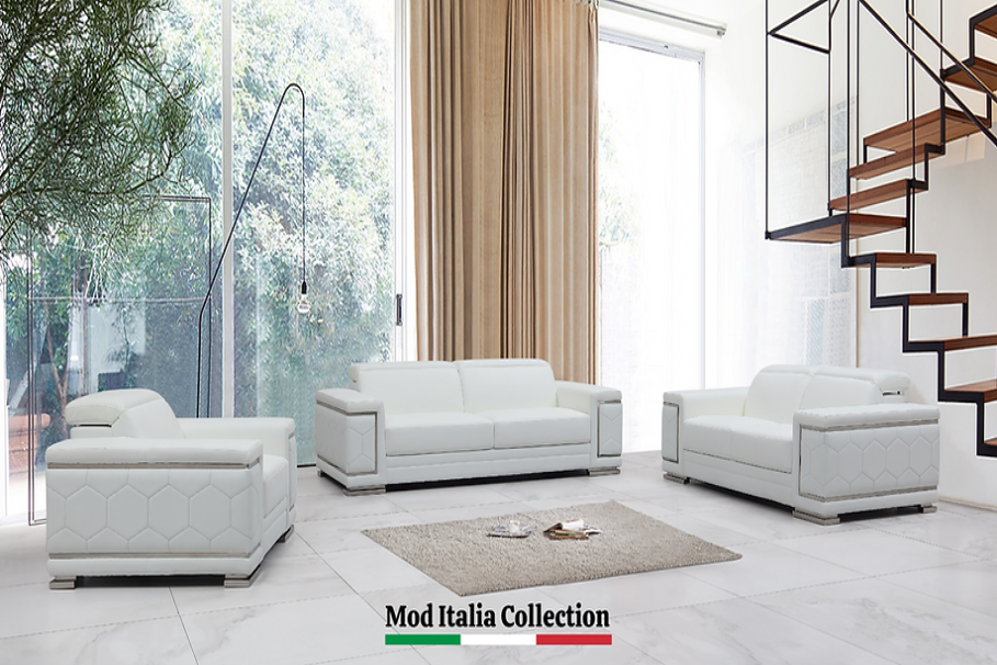 MI-2205 Adrian sofa & loveseat (White)