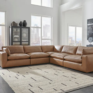 Ashley Emilia Caramel Leather 5-Piece Modular Sectional