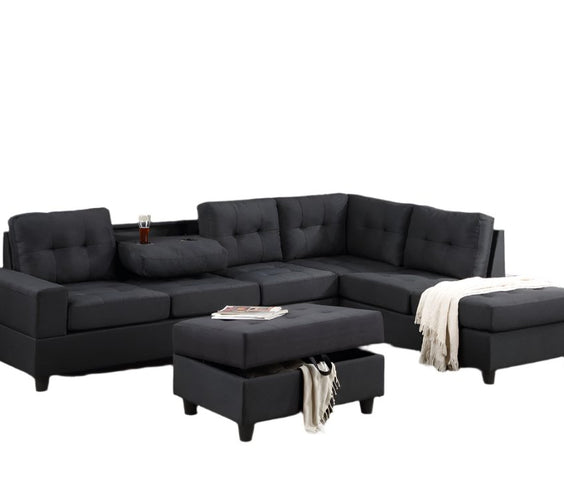 Heights Black Reversible Sectional with Storage Ottoman
