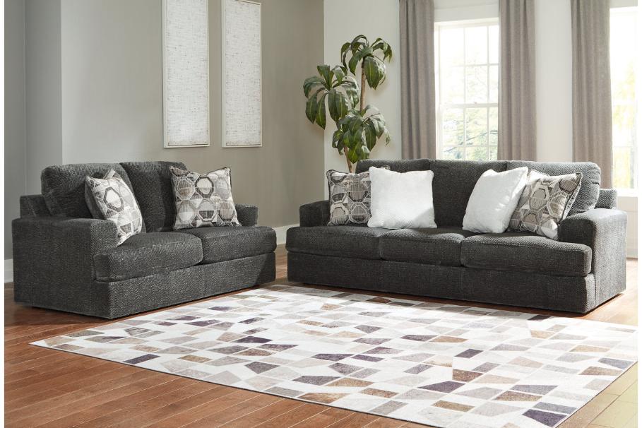 Karinne Smoke Sofa and Loveseat