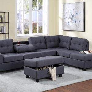 Heights Gray Reversible Sectional with Storage Ottoman