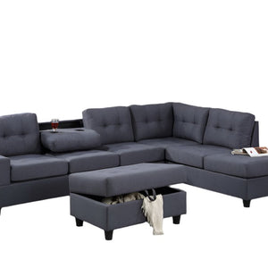 Heights Gray Reversible Sectional with Storage Ottoman