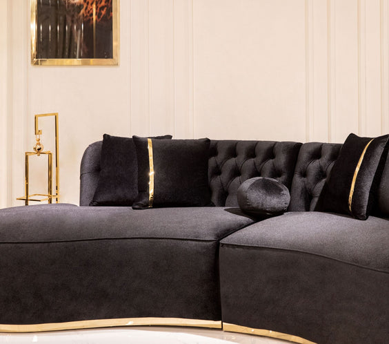 Ella Black Velvet Curved 130