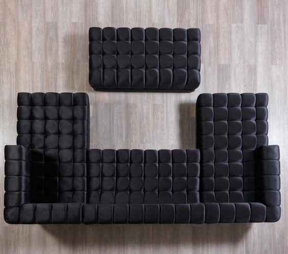 Ariana Black Velvet Double Chaise Sectional
