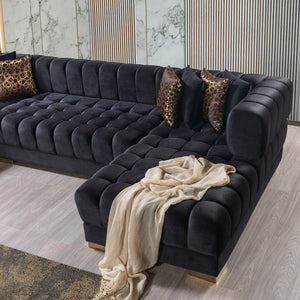 Ariana Black Velvet Double Chaise Sectional