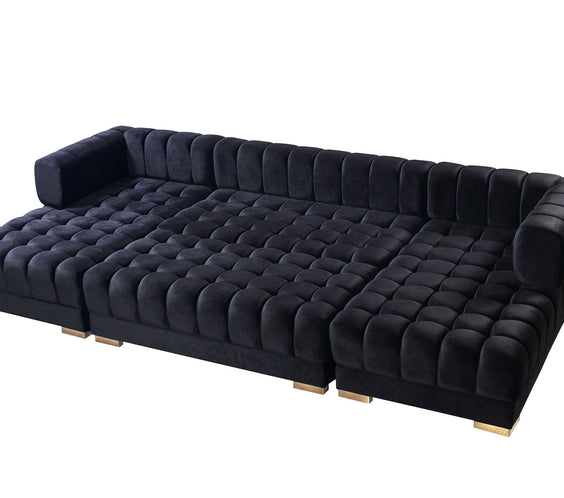 Ariana Black Velvet Double Chaise Sectional