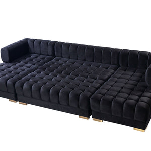 Ariana Black Velvet Double Chaise Sectional