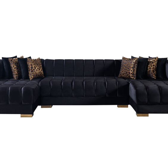 Ariana Black Velvet Double Chaise Sectional