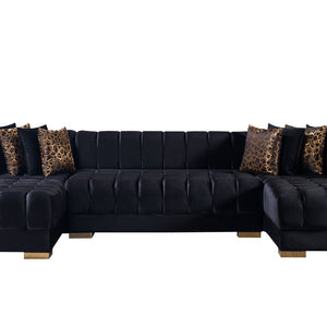 Ariana Black Velvet Double Chaise Sectional