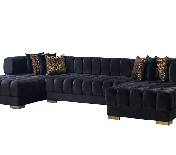 Ariana Black Velvet Double Chaise Sectional