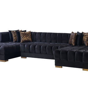 Ariana Black Velvet Double Chaise Sectional