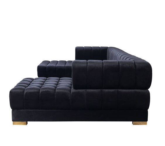 Ariana Black Velvet Double Chaise Sectional
