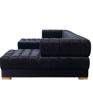 Ariana Black Velvet Double Chaise Sectional