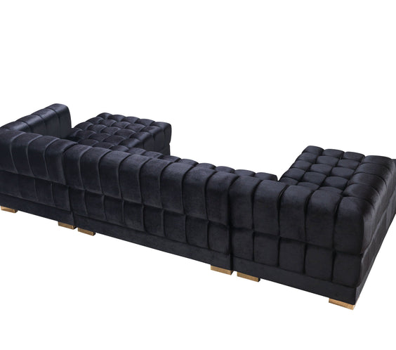Ariana Black Velvet Double Chaise Sectional