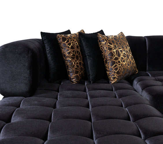 Ariana Black Velvet Double Chaise Sectional