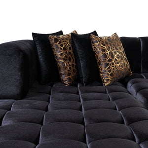 Ariana Black Velvet Double Chaise Sectional