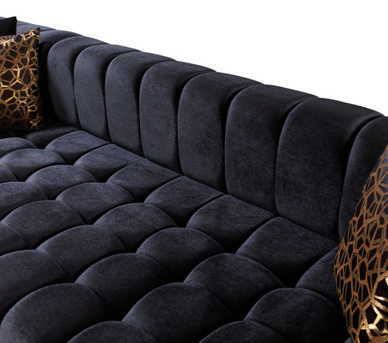 Ariana Black Velvet Double Chaise Sectional
